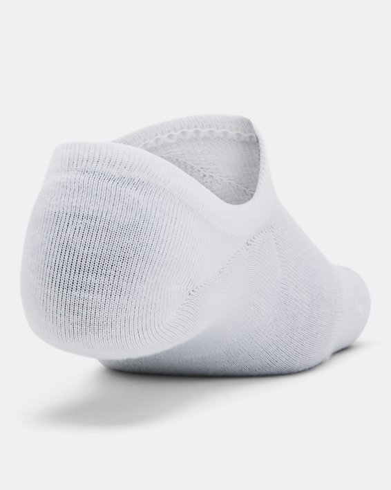 Unisex UA Essential 3-Pack Ultra Low Tab Socks in White image number 2